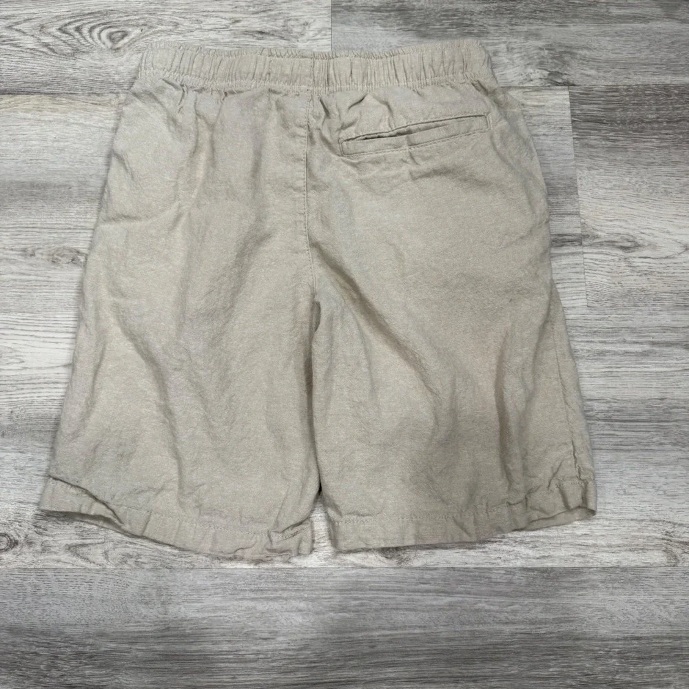 Old Navy Boys Relaxed Linen Blend Shorts Beige Tan Size XL 14-16 Elastic Waist